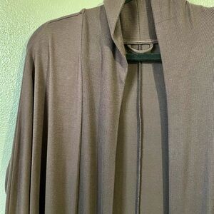 JJ Winks Brown Knit Duster Robe Pockets Long Open Front Large Cozy Lounge Cozyup